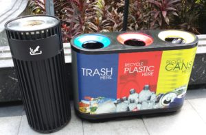 Shopping mall recycling bin